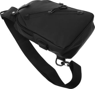 Yardwe USB Chest Bag for Men Lightweight Sling Backpack with Zipper Closure Breathable Crossbody Shoulder Bag for Outdoor Sports and Business Use