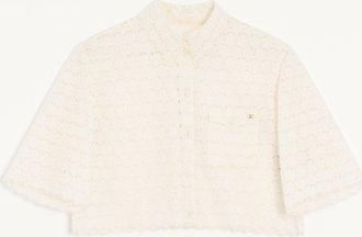 Valentino Micro Cotton Fleurs A Jour Shirt Woman LATTE 36