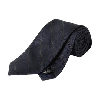 Michael Kors Accessoires, Heren, Blauw, ONE Size, Gestreept Zijden Stropdas