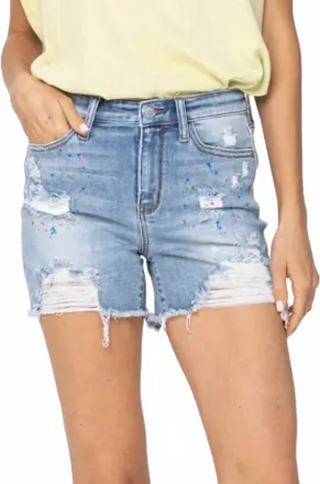 Judy Blue Color Hustle Shorts In Light Wash