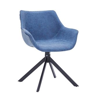 Leisure Mod Markley Modern Leather Dining Swival Arm Chair in Light Blue