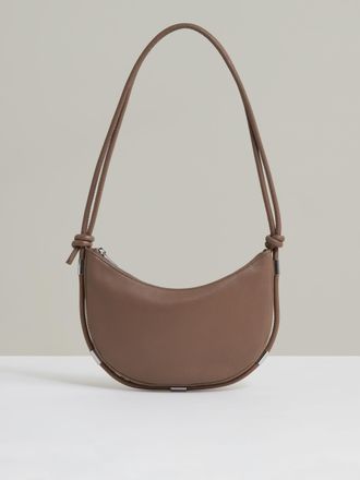 Reiss Neutral Leather Rope Strap Shoulder Bag
