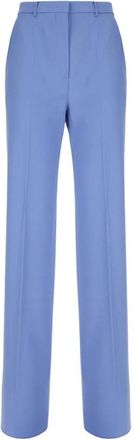 Max Mara Quasar Straight Broeken - Dames - Straight fit broeken - Blauw - S - Leer - Broeken