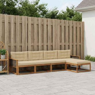 vidaXL Vidaxl Set Di Divani Da Esterno 5 Pz Naturale E Beige