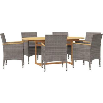 vidaXL Juego De Comedor De Jard&iacute;n 7 Piezas Con Cojines Gris Vidaxl