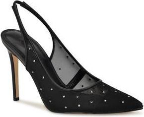 Nine West Feather Rhinestone Mesh Pump in Black/Black at Nordstrom Rack, Size 8.5