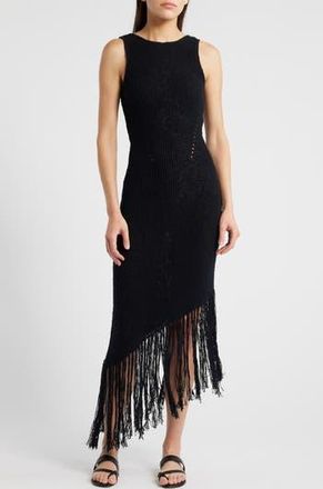 Rails Rylee Sleeveless Fringe Hem Sweater Dress in Black at Nordstrom Rack, Size Small