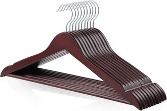 OEM Juego De 10 Perchas De Madera Para Trajes Y Vestidos, Color Rojo Cereza