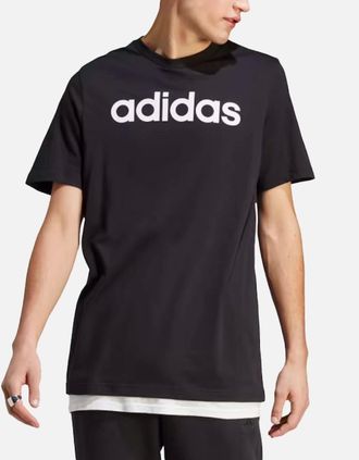 adidas Mens Adidas Essentials Mens T Shirts Crew Neck Single Jersey Linear Embroidered Logo - Black - Size: 38