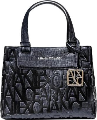 A|X Armani Exchange Stijlvolle Schoudertas met Zakken - Dames - Handtassen - Zwart - ONE Size - Polyester - Tassen