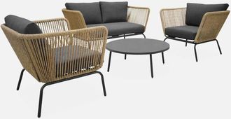 Sweeek Conjunto De Muebles De Jard&iacute;n Rat&aacute;n, 4 Plaza