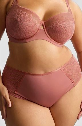 Panache Sophia Underwire Full Coverage Stretch Lace Bra in Sienna Rose at Nordstrom, Size 44Gg