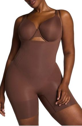 Spanx SPANXsculpt GoFigure Open Bust Shaper Bodysuit in Ganache at Nordstrom, Size X-Large