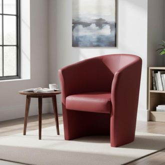 Dmora Poltrona Con Rivestimento In Ecopelle, Colore Rosso, Cm 65 X 78 X 60, Con Imballo Rinforzato - Dmora