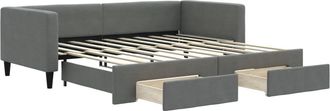 vidaXL Sof&aacute; Cama Nido Con Cajones Tela Gris Oscuro 100x190 Cm Vidaxl
