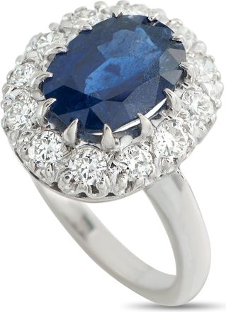 Luxury Bazaar 14K White Gold 0.60ct Diamond and Sapphire Ring MF29-051526