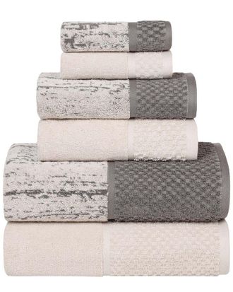 Superior Lodie Cotton Plush Jacquard Solid & Two-Toned 6Pc Towel Set