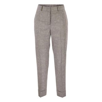 PESERICO Broeken, Dames, Bruin, S, Wol, Slim-fit Broeken
