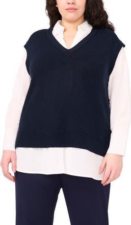 Halogen Layered Look Sweater Vest in Navy Depths at Nordstrom Rack, Size 2 X