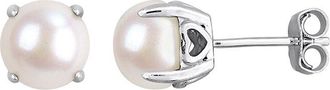 Rina Limor Silver 7.5-8.0 Mm Pearl Stud Earrings