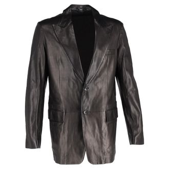 Gucci Pre-owned Mens Single Breasted Blazer in Dark Brown Leather - Size IT 50 (Mens)