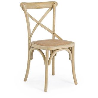 BIZZOTTO Sedia Cross con struttura in legno di olmo, per arredo interno 50,5 x 52 x h 87 cm -Naturale / Confezione da 2 pezzi