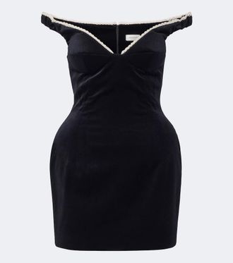 Magda Butrym Crochet-trimmed velvet minidress