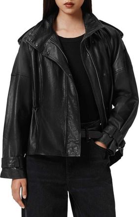 AllSaints Serne Leather Jacket in Black at Nordstrom, Size X-Small