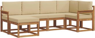 vidaXL Conjunto De Sof&aacute;s De Exterior 6 Uds. Natural Y Beige Vidaxl