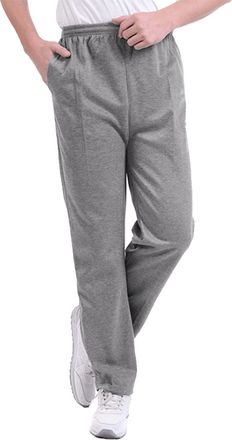 Generic Mens Sports Trousers - Fleece Open Hem Bottoms Track Pants Casual Jogging Joggers with Side Pockets Loose Casual Yoga Pants Sweatpants Running Trouser