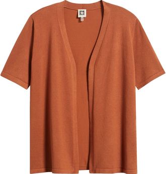 Anne Klein Newport Open Front Elbow Sleeve Cardigan in Cedar Spice at Nordstrom, Size X-Small P