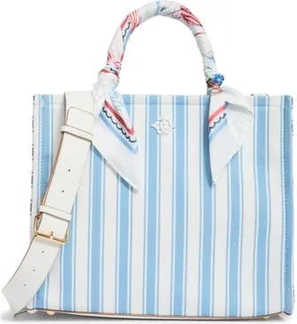 Nanette Lepore Printed Canvas Square Tote Bag in Blue Multi Stripe/Chalk at Nordstrom Rack