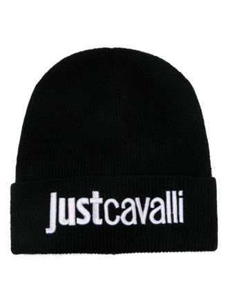 Just Cavalli embroidered-logo beanie - women - Polyester/Acrylic/Polyamide/Wool - One Size - Black