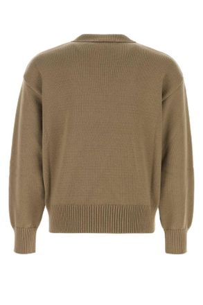 Ami Uks859kn0156 A117 Beigetaupeecru Exterior: Virgin Wool Cotton Maglie Sweater