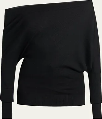 Tom Ford Wool-Silk Asymmetric Off-Shoulder Sweater