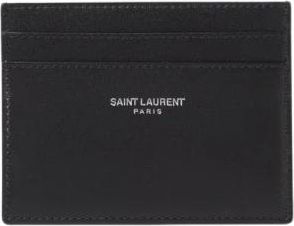 Saint Laurent Zwarte Leren Kaarthouder Portemonnee - Heren - Portefeuilles - Zwart - ONE Size - Leer - Accessoires