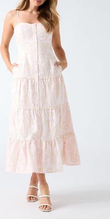 Guess Evelyn Eyelet Embroidery Midi Dress in Pink Multi at Nordstrom, Size X-Small