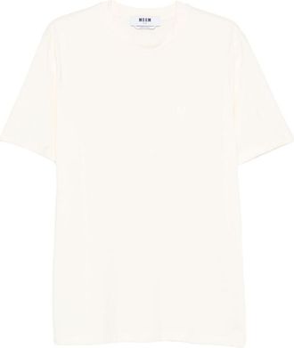 Msgm White Crewneck Cotton T-Shirt