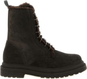 Brunello Cucinelli Enkellaarsjes - Dames - Winterlaarzen - Bruin - 41 EU - Su&egrave;de - Schoenen