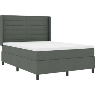 vidaXL Cama Tipo Box Spring Con Colch&oacute;n Gris Oscuro 140 X 200 Cm Tela Vidaxl