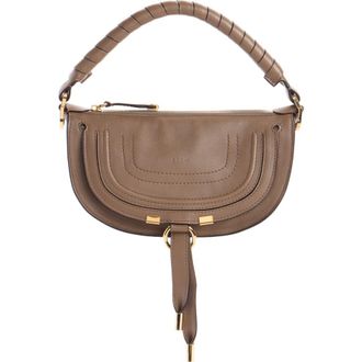 Chlo&eacute; Mini Marcie Leather Camera Shoulder Bag in Deep Taupe at Nordstrom