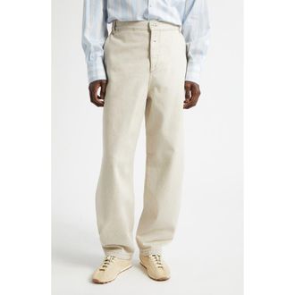 Jacquemus Le de-Nimes Paysan Straight Leg Jeans in Light Beige at Nordstrom, Size 30