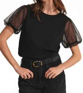 Velvet Cotton Slub Novelty Justine Top In Black