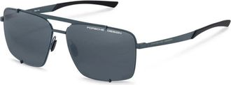 Porsche Design Blauw Spiegel Zilveren Zonnebril - Dames - Zonnebrillen - Zwart - 64 MM - Accessoires