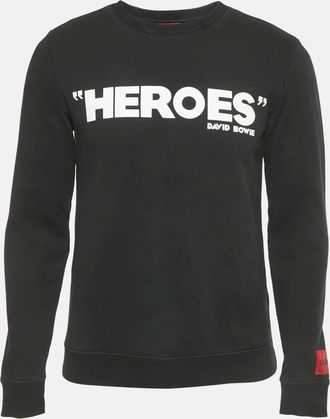 HUGO BOSS Black Printed Cotton Deroes Sweatshirt