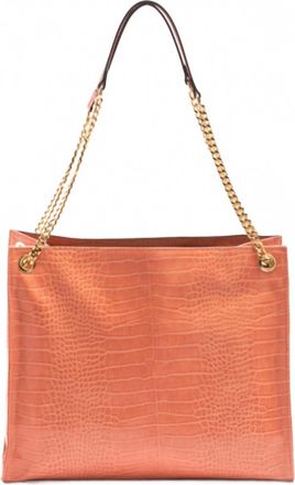Noelle Womens Faux Croc Tote In Salmon