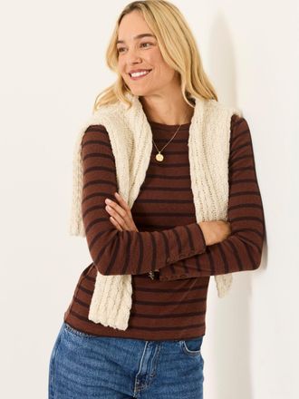 Fat Face FatFace Callie Brown Stripe Long Sleeve Top