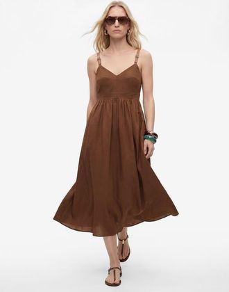 Koton V-Neck Sleeveless Maxi Dress with Adjustable Straps in Brown at Nordstrom, Size 10