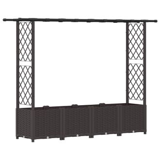 vidaXL Cama Elevada Con Trellis Y Techo Marr&oacute;n 203 X 40 X 138 Cm Pp Vidaxl