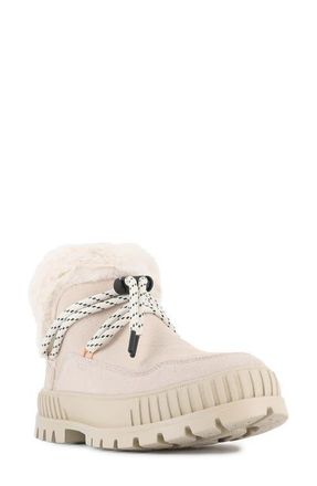 Palladium Pallashock Lo Hiver Water Repellent Faux Fur Boot in Almond Milk at Nordstrom, Size 6.5